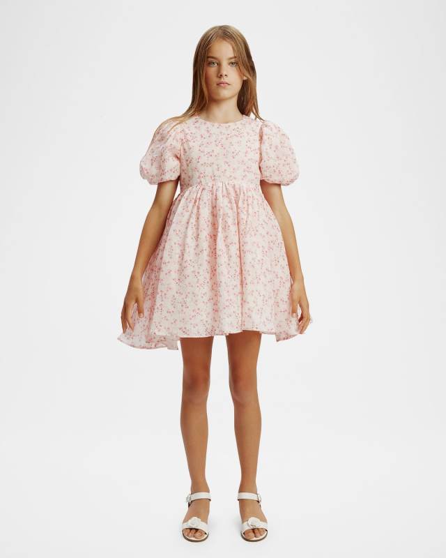 Girl's Juliet Floral-Print Mini Dress, Size 4-14